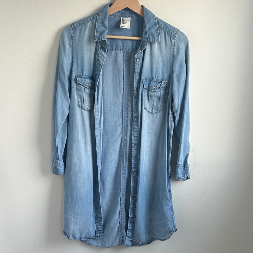 &Denim Light Wash Denim Shirt Dress